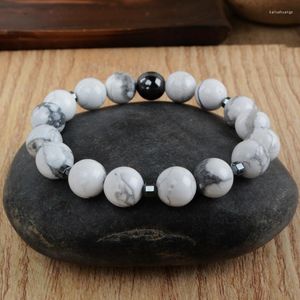 Strand Real Natural Stone Armband Howlite Turquoise /Sea Sediment Jasper Beads Armband för kvinnor Män Yoga smycken gåva