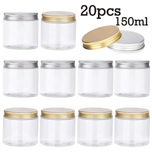 収納ボックスビン20pcs 150ml空のプラスチック透明瓶を備えた化粧品化粧品コンテナ旅行ボトルフェイスクリームサンプルコンテナJAR 230613