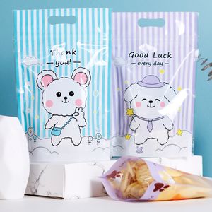 Cartoon Printed Candy Handheld Gift Bag Stand Up Self Sealing Plastic Zipper Lock Bag with Window Resealable Food Packing Pouches