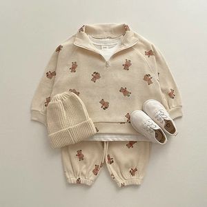 Clothing Sets Spring Infant Baby Cartoon Clothing Sets Toddler Boys Girls Long Sleeve Sweatshirt Pants 2pcs Suit Kids Cute Bear Clothes Set 230613