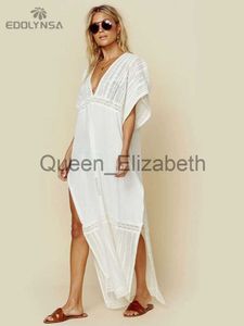 Casual Dresses Plus Size Beach Dress Women Beach Wear Cover-Ups Long White Tunic Bikini Swimsuit Cover Up Bath Dress Sarong Plaage Pareo #Q1001 J230614