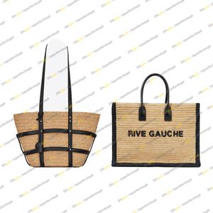 Designer Damen RIVE GAUCHE TOTE BAG IN RAFFIA CROCHET PANIER Braid lbiza Strandtasche echtes Kalbsleder Einkaufstasche Clutch Umhängetasche Schultertasche