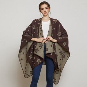 Cachecóis Moda Feminina Cachecol Luxo Caxemira Xaile Estrelas Padrão Espessamento Pashmina Grande Manto Cobertor Poncho 150cm Em 2023