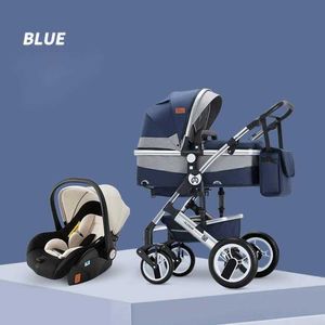 Strollers# Straight Can Sit Lie Down Push in Both Directions with Shock Absorption and Folding High Landscape Newborn Baby Stroller Q240429