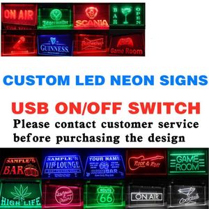 Decorative Objects Figurines Custom Led Neon Light Signs With On Off Switch Choose Plaque Lighted Advertisement Board Night Lamp 230613