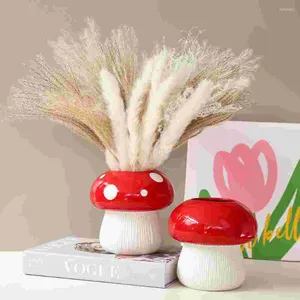 Vases Creative Mushroom Vase Ceramic Flower Decor Desktop Storage Jar