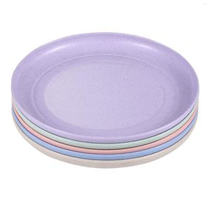 Учебные посуды наборы Yardwe 5pcs многоразовые тарелки легкая круглая тарелка Нерушимая красочная посуда для домашней кухни