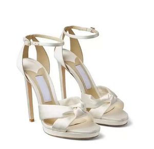 Top Luxury Summer Rosie Platform Sandals Shoes Satin Two Tubular Straps Luxury Gladiator Sandalias Wedding Bridal Dress Lady High Heels EURO 35-43