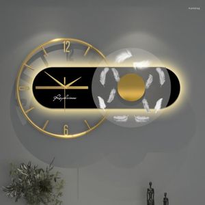 Настенные часы тихие часы современный механизм дизайна Большое световое искусство необычное украшение гостиная Wandklok Home