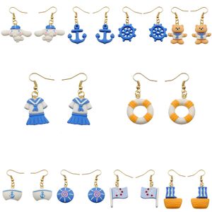 Charm Navigation Set örhängen Life Buoy Anchor Boat Drop Earring Costume Trendry Style Woman Girl Jewel Gifts Leverans SMTF5