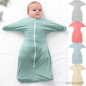 Sleeping Bags Novelty Bag For Newborn Cotton Zipper Solid Thin Infant Swaddle Sleepwear Comforter Toddler Overalls Outdoor Suit R230614
