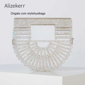 Totes Mini Klare Acryl Abend Clutch Geldbörsen Frauen Designer Kette Transparente Aushöhlen Halb Runde Umhängetaschen Hochzeit Party