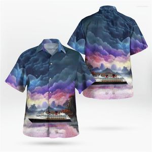 Camisas casuais masculinas Camisa Havaí Praia Verão Estilo havaiano Navio 3D estampado em toda a peça Masculina Feminina Hip Hop 04