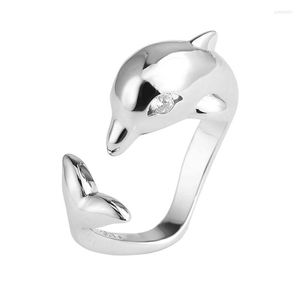 Cluster Rings JZ356 ZFSILVER SILVER S925 Fashion Trendy Design Simple Luxury Sweet Lovelphin Ring for Women Wedding Party Jewelry