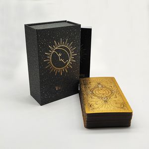 Outdoor Games Activities High Quality Gold Foil Tarot Russian Deluxe Divination Cards Predictive Board Games For Russia Market 230613
