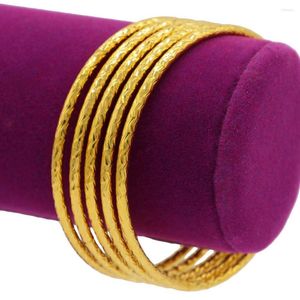 Pulseira Apingxun Redonda Big Bangles Etíope Sudeste Asiático Casamento Pulseira Mulheres Homens Cor Dourada Dubai Jóias Meninas Festa Presentes