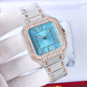 Handgefertigte Diamond Watch Mens Automatic Mechanical 8215 Bewegung Uhren 40 mm Saphir mit Diamantstahlarmband Business Armbandwatch Montre de Luxe