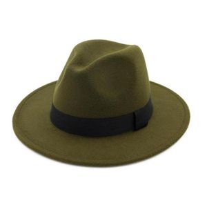 Gri fedora şapkaları geniş ağzına kadar panama caz kılıfı şapka kapağı yün erkek kadınlar giydirme unisex kilise şapka fascinator trilby3919952327890266i