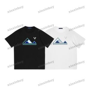 xinxinbuy T-shirt da uomo firmata t-shirt 23ss mosaico modello montagna stampa manica corta cotone donna nero bianco XS-2XL