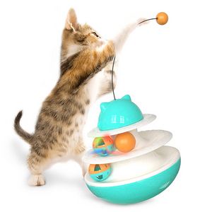 Giocattoli per gatti Interactive Pet Tumbler Ball Gatti che perde giocattolo con doppie sfere a tunnel rotolanti e bacchetta per prendere in giro per gattino Cucciolo per animali domestici