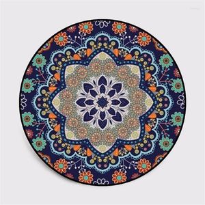 Carpets Ethnic Style Mandala Flower Round Carpet Soft For Living Room Anti-slip Rug Chair Floor Mat Home Decor Kids