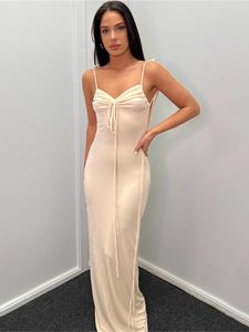 Lässige Kleider für Damen, sexy, rückenfrei, Bandage, figurbetont, weiß, Maxikleid, Party, Urlaub, Abschlussball, Sommer, lang