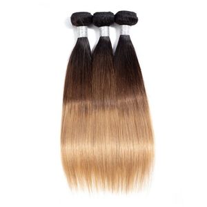 Brazilian Human Virgin Hair Wefts 10-28inch 1B/4/27 Ombre Color Peruvian Silky Straight 1b 4 27