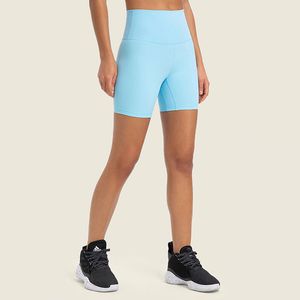 L-364 Shorts feminino com nervuras Cintura alta Short Yoga Casual Calça de moletom cor sólida Running Just Short Pants