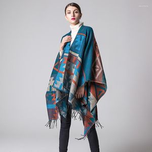 Scarves Brand Designer Womens Winter Cashmere Thickening Tassel Blanket Poncho Cape Shawl Oversize Cloak Wrap Coat Travel Tops