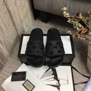 Slipare designer glider män kvinnor tofflor blommor trycker läder plattform skor varumärke sommar blommar sandaler med original låddammväska storlek 35-48 J230614