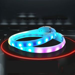 Hundhalsar LEASSHES LED PET KRALL Hållbart lysande halsband med blinkande lampor Valp Safety Glow Halsband USB Dog Collar 230613