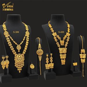 Hochzeitsschmuck-Sets ANIID Indisches 24K vergoldetes Halsketten-Set Nigerianische Party Braut Hochzeit Äthiopischer Luxus Dubai Schmuck Großhandel Geschenke 230613