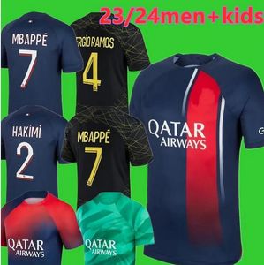 2023 2024 MBAPPE SOCCER Jerseys Maillot de Foot Hakimi C. Soler Verratti Football Shirt 22 23 24 Home Sergio Ramos Psgs Hommes Kit Kit Bramkarz Messiss