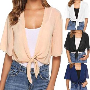 Kvinnors stickor Kvinnor Halva ärm Chiffon Cardigan Sheer Bolero Elegant Summer Ladies Open Front Jacket Wedding Wraps Shawls Cover Ups