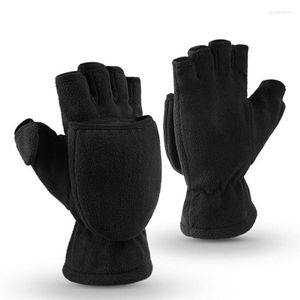 Berets Winter Gloves 3M Thinsulate Fingerless Convertible Ski Mittens Windproof Cycling Fleece Warm For Men Women57285712514
