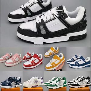 2023 Designer de moda Sneaker Treinador Virgil Sapatos Casual Calfskin Leather Abloh Branco Verde Vermelho Vermelho Letra Plataforma Plataforma Baixa Tênis Tamanho 36-45