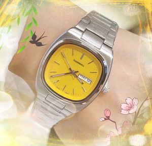 TV Kształt Dial Women Mens Square Watches TIZE Tydzień Kalendarz Zegar Automatyczny Kwarc Ruch Wodoodporne Hour Data Auto Data Wristres de Luxe Prezenty