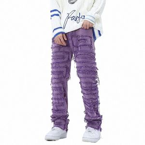 herr jeans hip-hop gata mode smala blyertsbyxor xxl orange röd lila b2il#