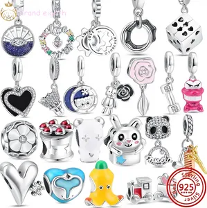 Für Pandora Charms Sterling Silber Perlen Armband Delphin Hantel Panda Charms Ciondoli DIY