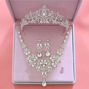 Necklace Earrings Set Crystal Wedding Bridal Party Prom Tiara Crown Earring For Bride Women Pageant Diadem Jewelry