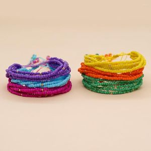 Strand Yastyt Colorful Handmade Miyuki Bead Armband - Stretchable Multi -Strand Cluster Bubble Statement for Women