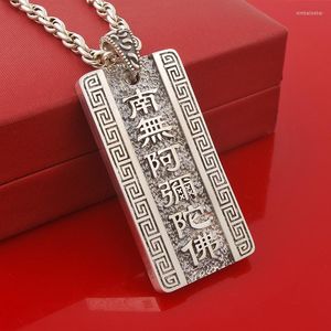 Collane con ciondolo HX Namo Amitabha Regalo di compleanno solido Catena di maglioni di loto Collana grande Pendenti di coppia per gioielli che fanno Uomo Donna Uomo