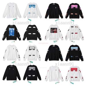 Offes Designer Estilo Luxo Moda Moda Suéter Pintado Arrow Crow Stripe Solto Hoodie Masculino e Feminino Casual Harajuku Pullovers Streetwear Tops Brancos