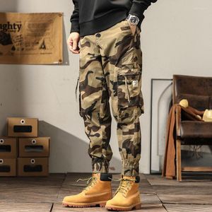 Mäns byxor amerikanska mäns retro kamouflage militär lösa leggings tuffa man smala passform stor ficka ren bomullsarbete kläder avslappnad