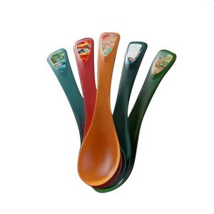 Yemek çubukları 5/10 çift yeniden kullanılabilir fiberglas çorba kaşığı Çince Hediyeler için Slip Olmayan Tasarım