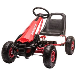 New 4-Wheeled Pedal Powered Go Cart with Steering Wheel Adjustable Seat, Outdoor Off-Road Ride on Car for 3-9 Ages Boys Girls