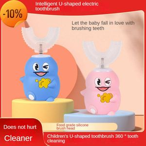 Nova escova de dentes elétrica infantil sônica 2-12 anos silicone infantil 360 automática usb recarregável inteligente escova de dentes em forma de u