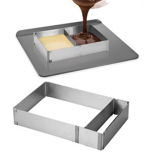 Baking Moulds Adjustable Mousse Cake Ring Stainless Steel Cake Cutter Rectangle Mousse Cake Mold Baking Mold Cake Form Metal Kitchen Tool 230613