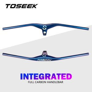 Cykelgrupper Toseek Carbon MTB Integrerat styr och stam 17 grader gaffel 286mm för mountainbicycle -delar Dazzle Blue 230614