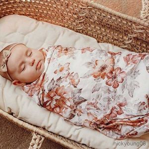 Sovsäckar nyfödda baby swaddle wrap bomull mjuk spädbarn ny pannband set filt r230614